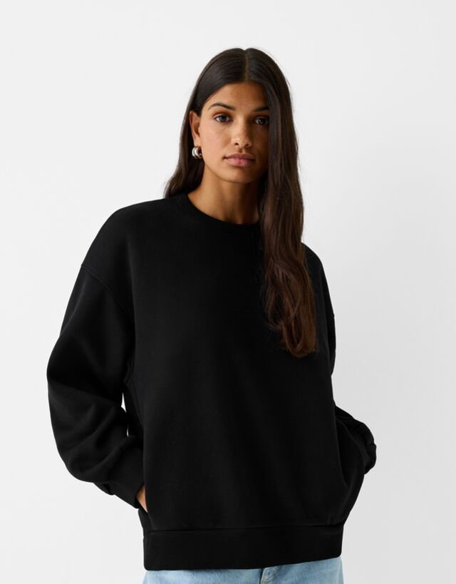 Bershka Bluza Oversize Z Bocznymi Kieszeniami Kobieta M Czarny