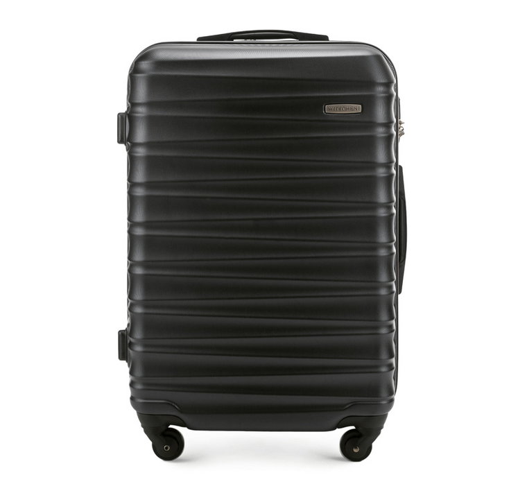 Średnia walizka z ABS-u z żebrowaniem czarna