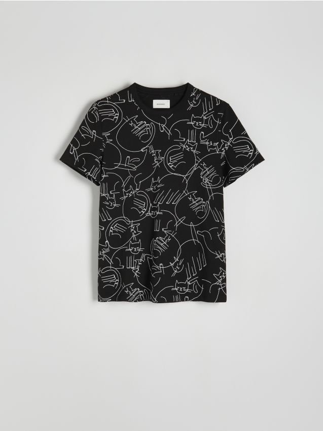 Reserved - T-shirt regular z nadrukiem - czarny