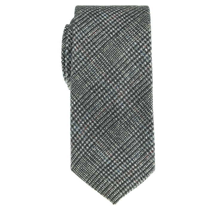 Krawat bawełniany melanżowy szary w kratę EM 17