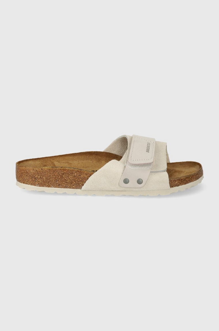 Birkenstock klapki zamszowe Oita damskie kolor szary 1024226