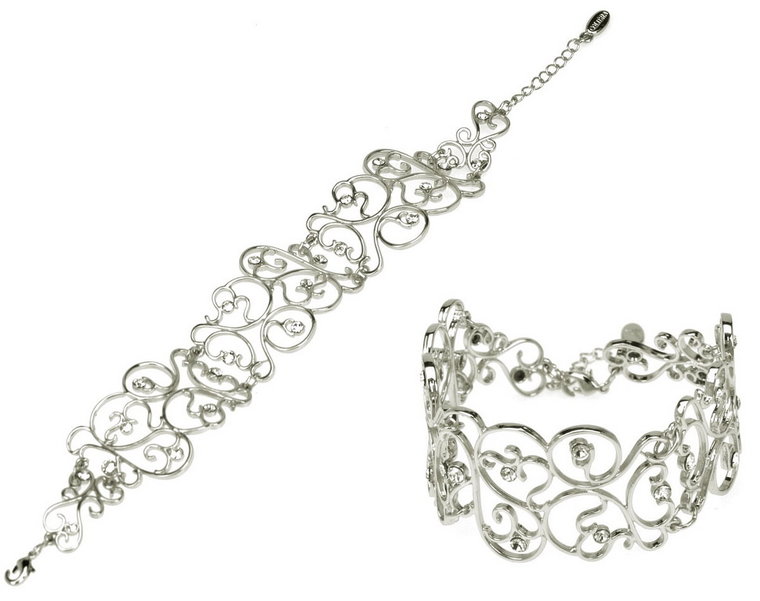 Bransoletka ażurowa z kryształkami (B8144AG)