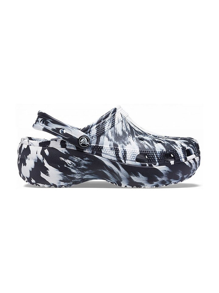 Crocs Chodaki "Platform Marbled" w kolorze biało-czarnym