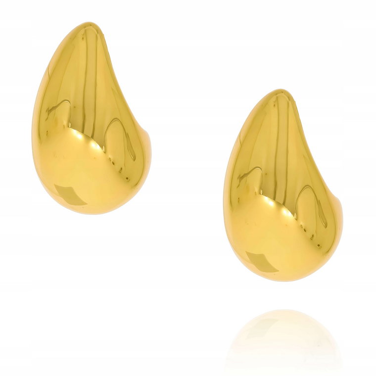 Kolczyki ze stali chirurgicznej tears łezki podłużne duże maxi złote długie
