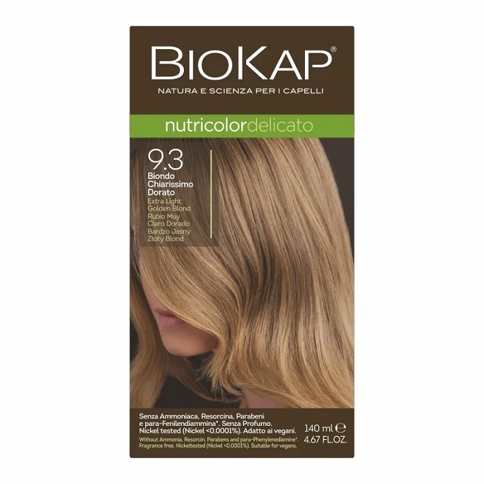 Biokap Nutricolor Delicato Farba do włosów, 9.3 Bardzo Jasny Złoty Blond