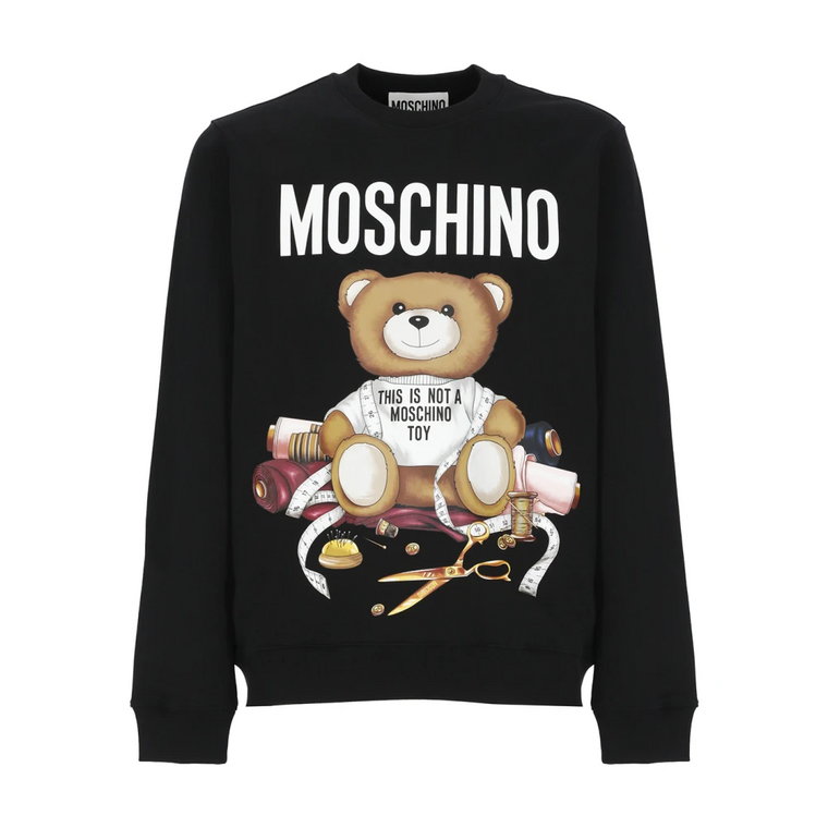 Czarny bawełniany sweter z nadrukiem misia Moschino