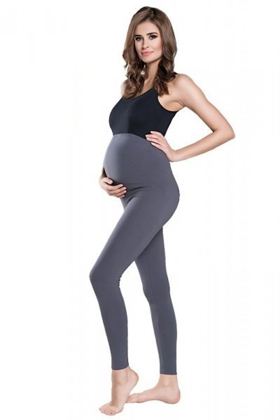 Italian Fashion grafitowe legginsy ciążowe długie
