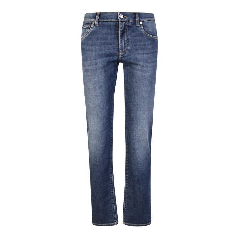 Niebieskie Jeansy Straight-Leg dla Mężczyzn Dolce & Gabbana