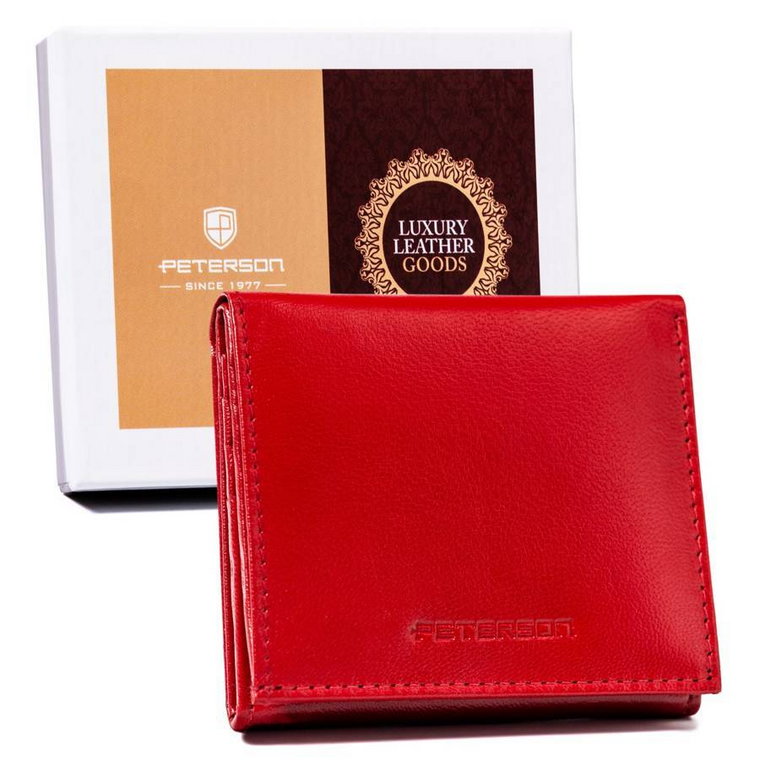 Mały, skórzany portfel damski z ochroną RFDI Protect  Peterson czerwony