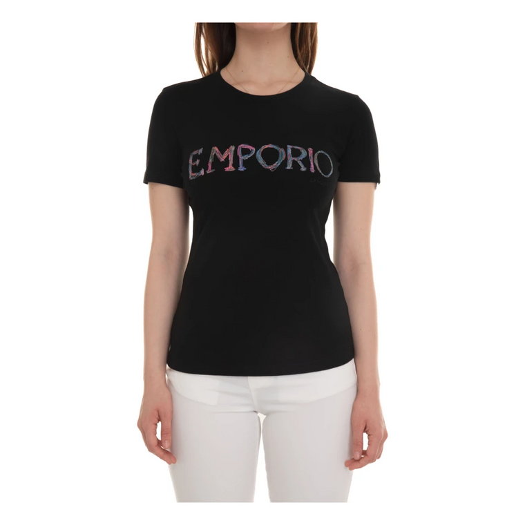Koszulka z kontrastowym logo, Slim Fit Emporio Armani