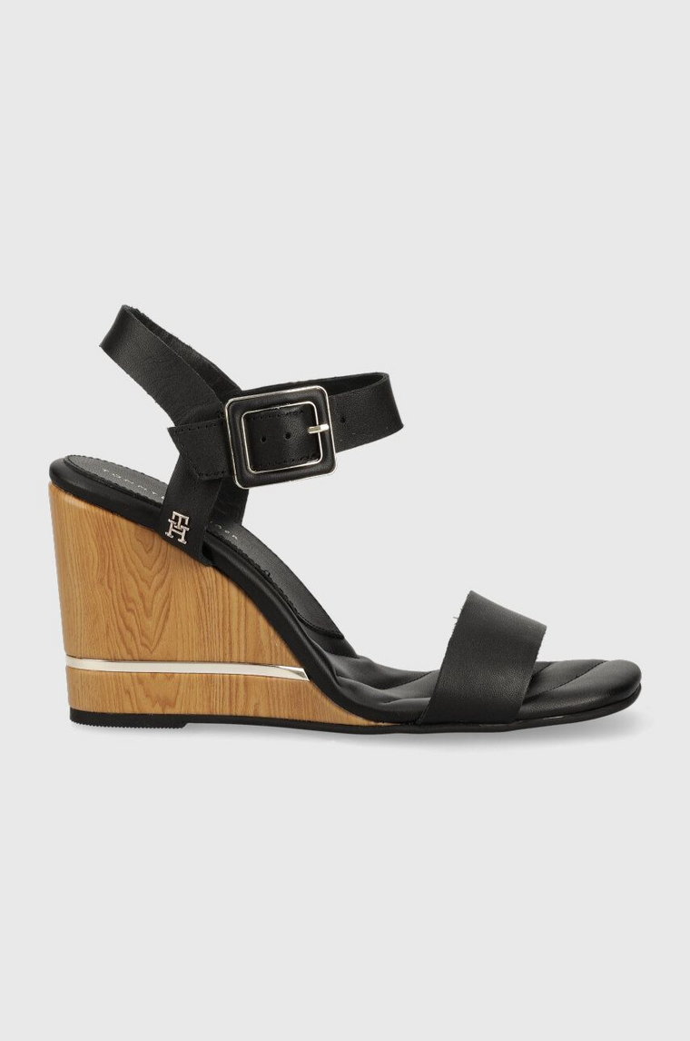 Tommy Hilfiger sandały HARDWARE WEDGE SANDAL damskie kolor czarny na koturnie FW0FW07074