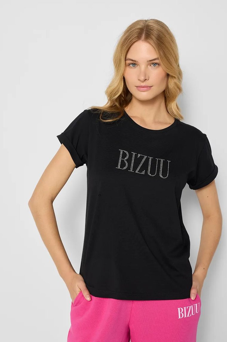 Bizuu t-shirt bawełniany HEARTY damski kolor czarny T_SHIRT HEARTY_CZARNY_AW24