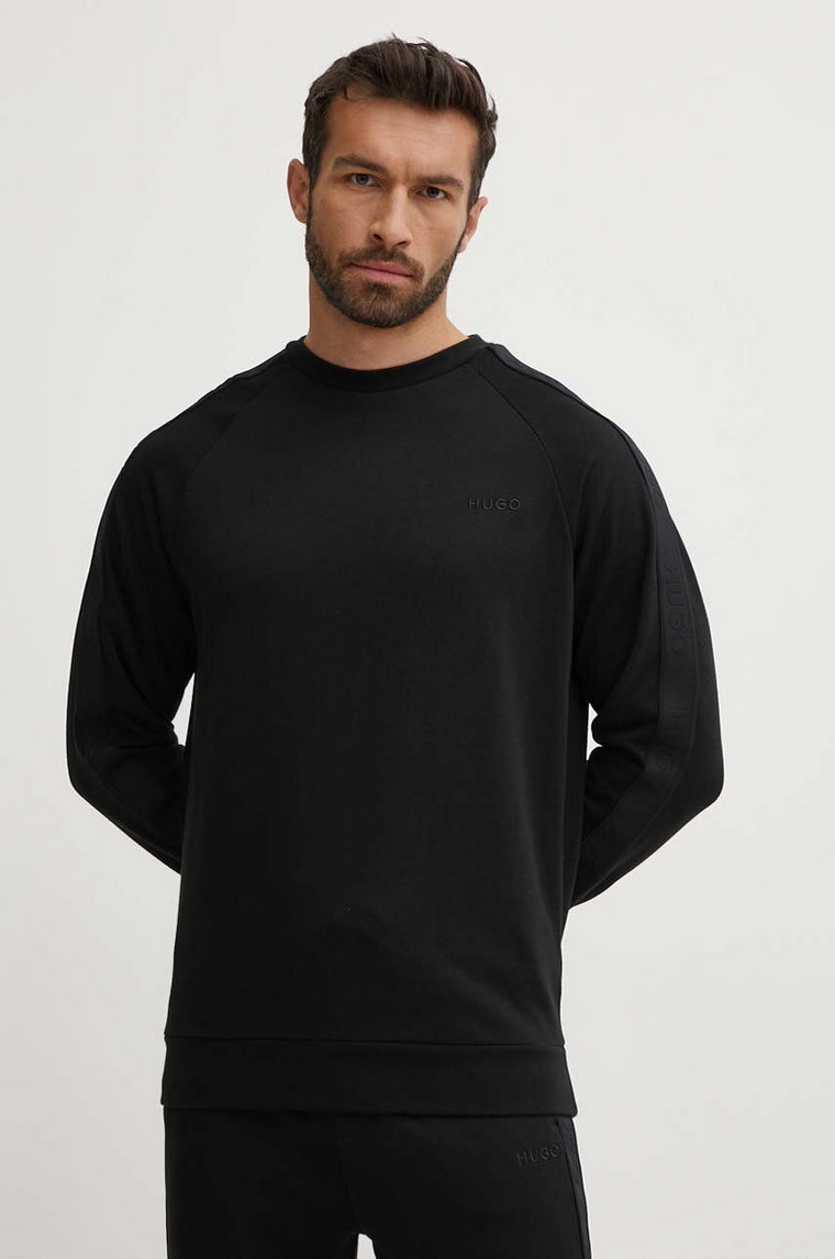 HUGO bluza bawełniana lounge kolor czarny gładka 50520494
