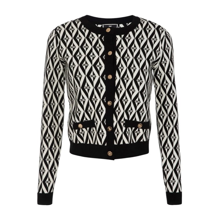 Czarny sweter z wzorem jacquardowym Elisabetta Franchi