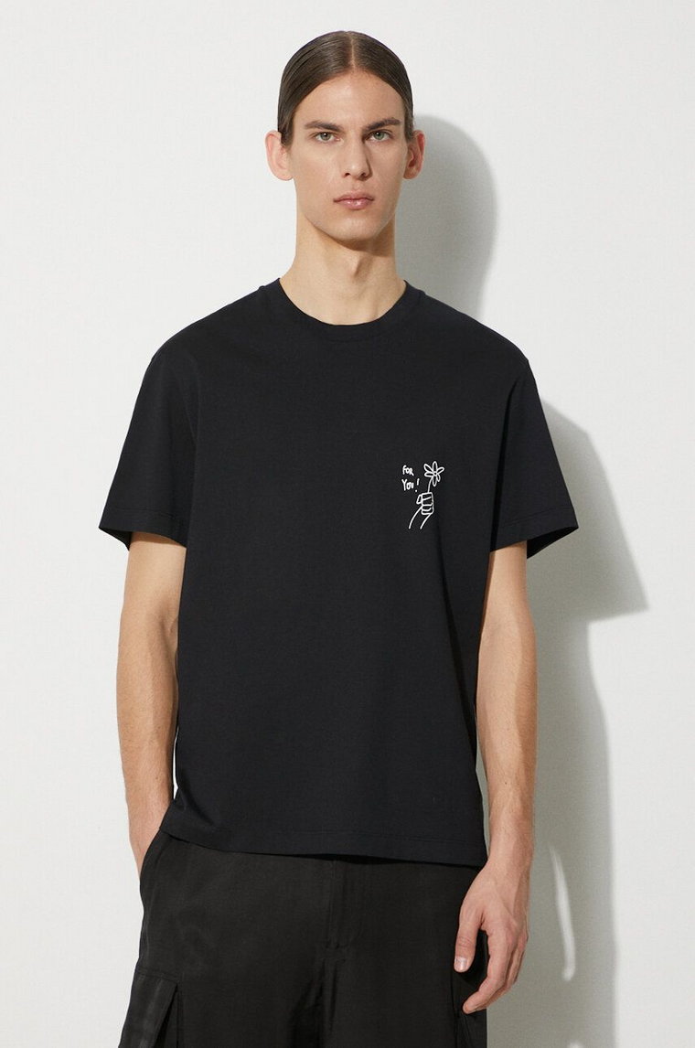 Neil Barrett t-shirt bawełniany Slim "For You" męski kolor czarny z nadrukiem MY70267A-Y526-524N