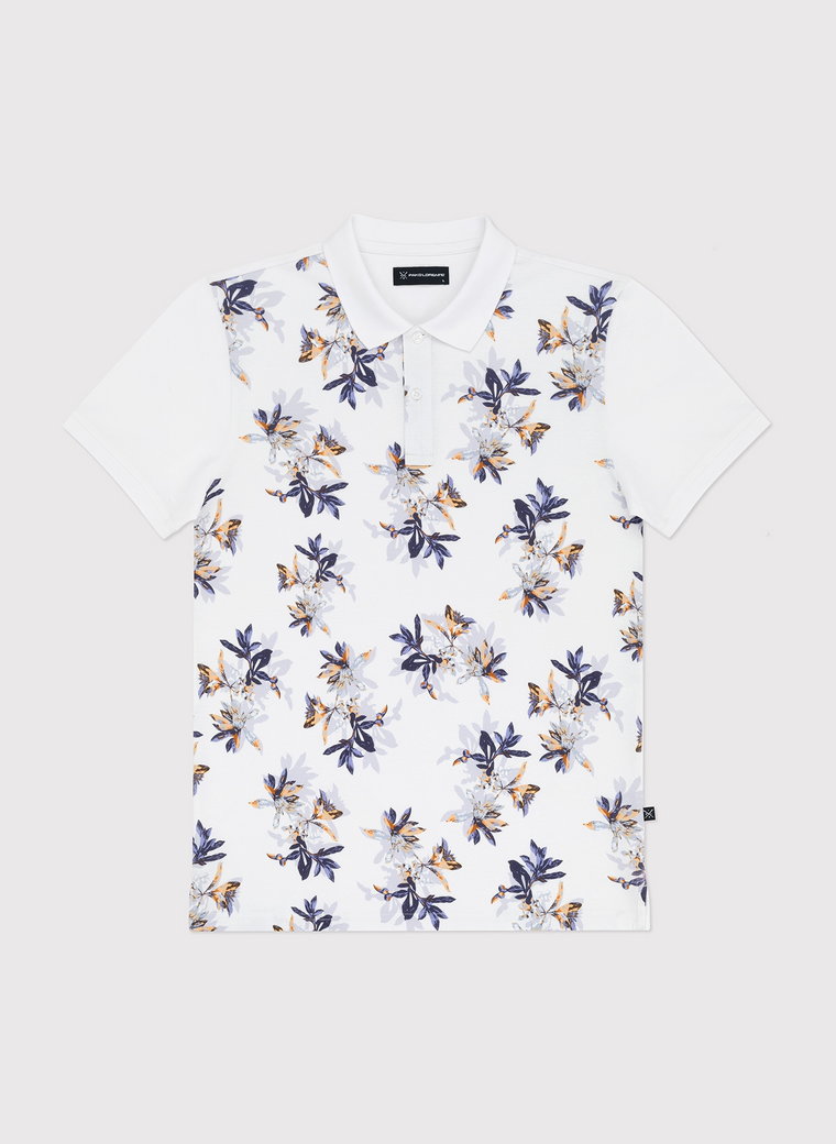 Męski t-shirt polo w kwiatki