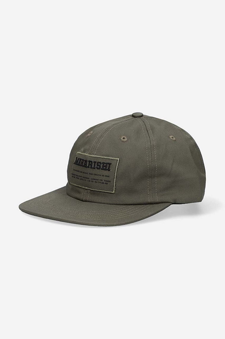 Maharishi czapka z daszkiem bawełniana Miltype 6-Panel Cap kolor zielony z aplikacją 9751.OLIVE-OLIVR