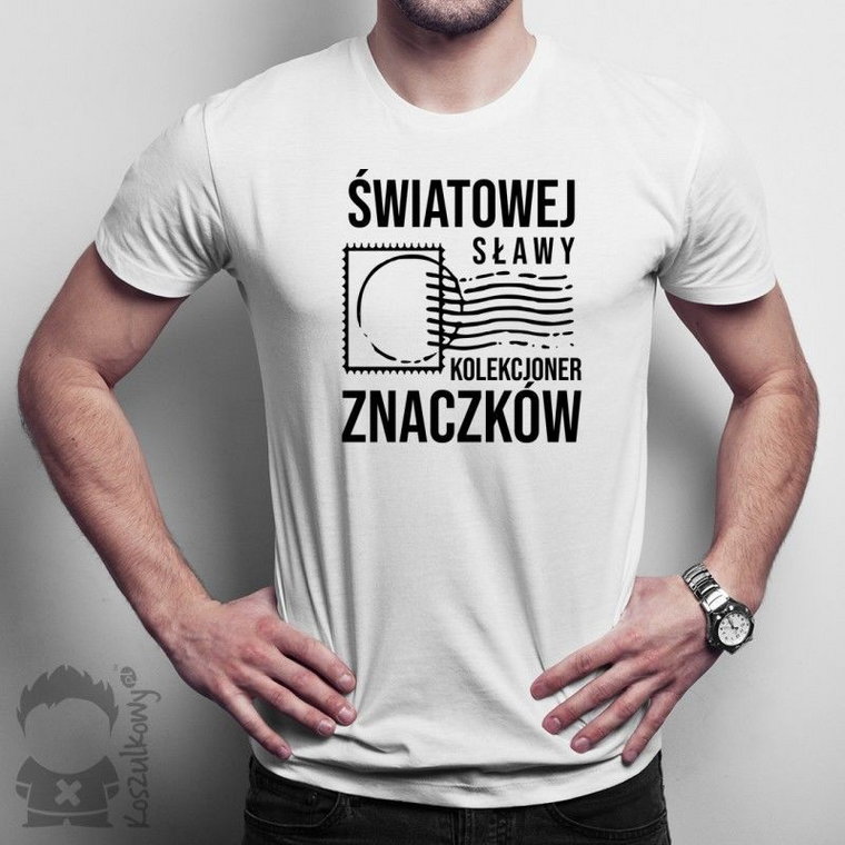 Światowej sławy kolekcjoner znaczków - męska koszulka z nadrukiem