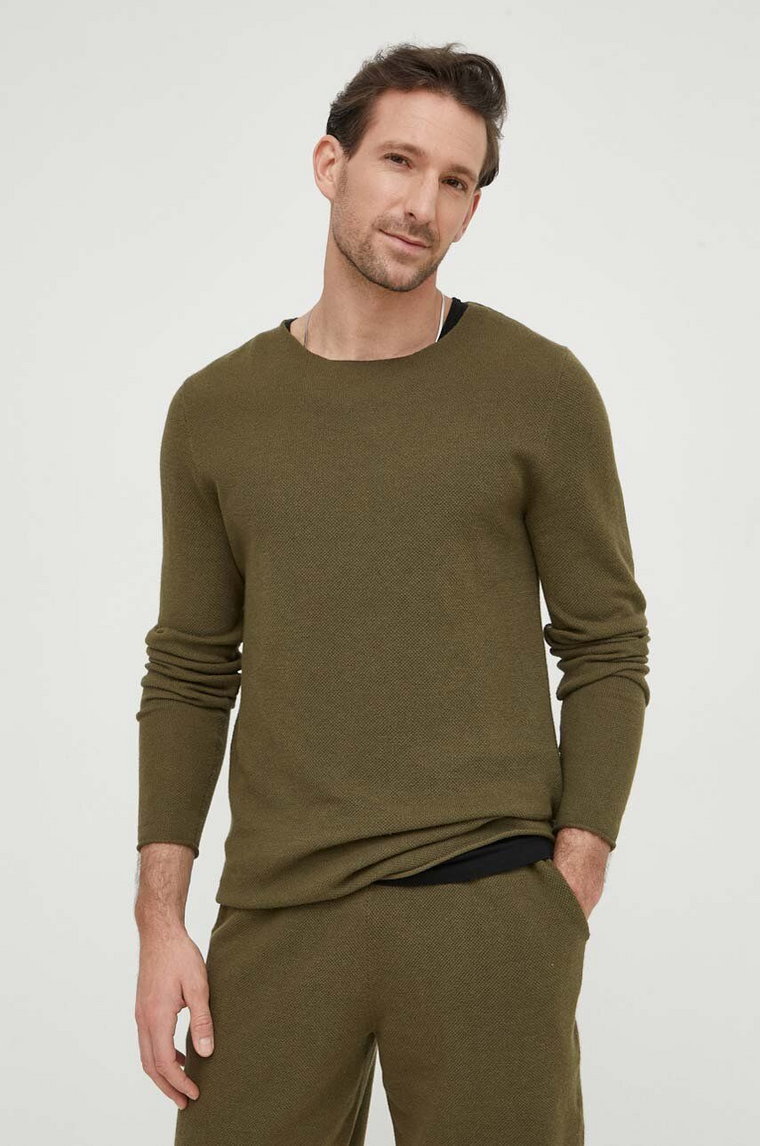 American Vintage sweter PULL ML COL ROND męski kolor zielony lekki MMARC18EE24