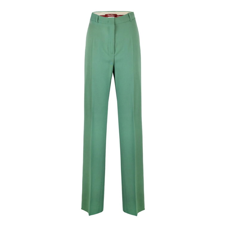 Zielone wełniane spodnie proste Max Mara Studio
