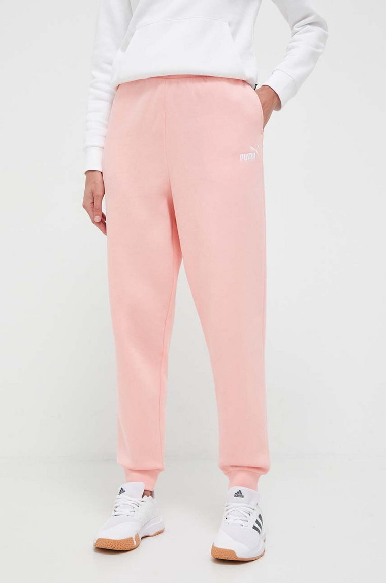 Puma spodnie damskie kolor różowy gładkie