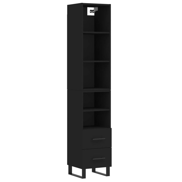 Stylowa szafka wysoka czarna 180 cm - drewno/metal