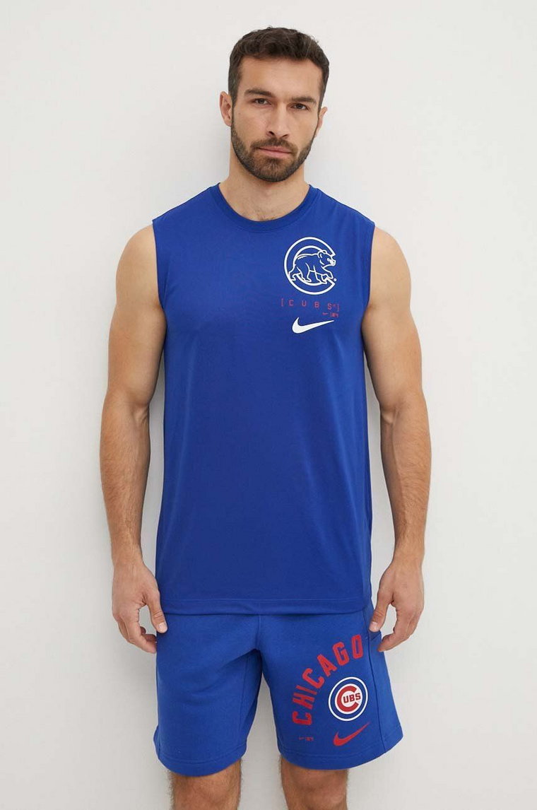 Nike t-shirt treningowy Chicago Cubs kolor niebieski