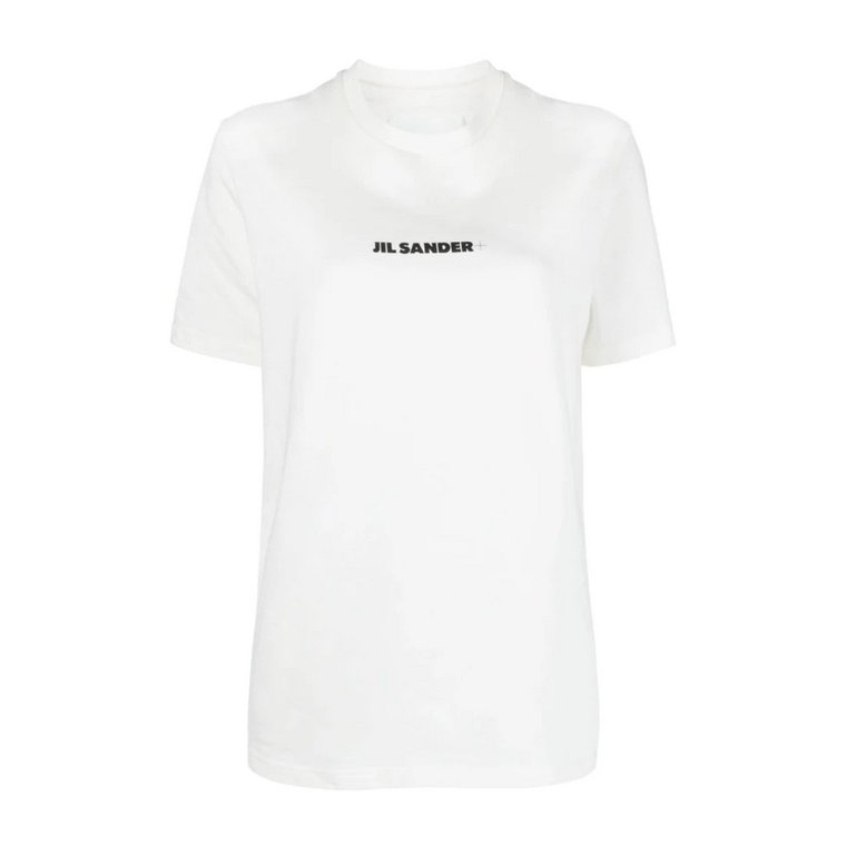 Biała Bawełniana Koszulka z Logo Jil Sander