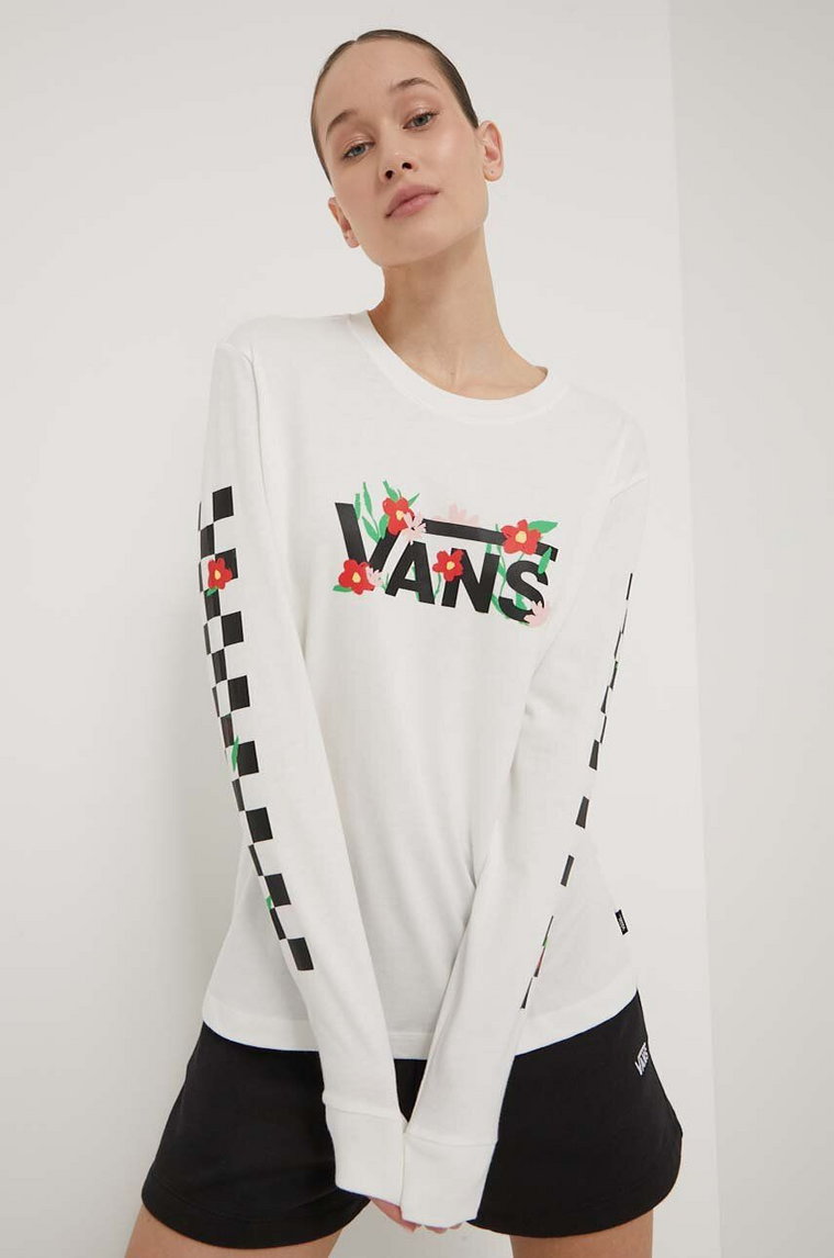 Vans longsleeve bawełniany kolor beżowy