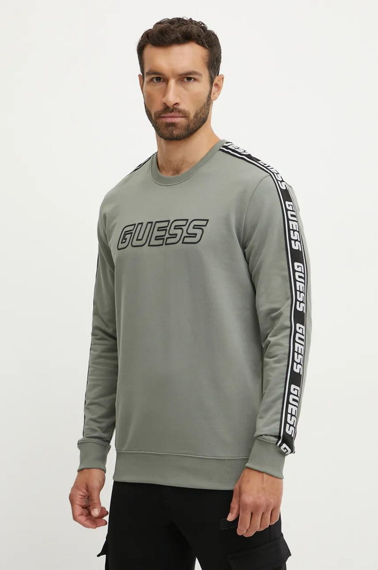 Guess bluza ARLO męska kolor zielony z nadrukiem Z4GQ24 K6ZS1