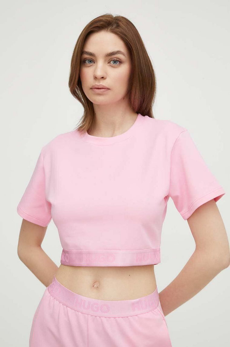 HUGO t-shirt lounge kolor różowy