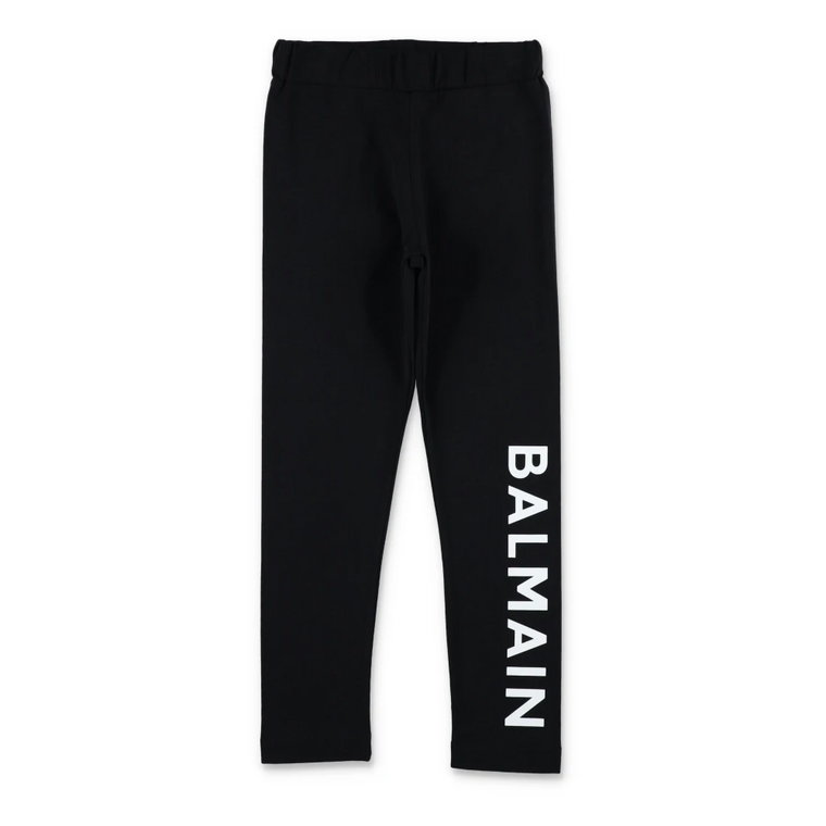 Dziewczęca Odzież Legginsy Czarne/białe Aw23 Balmain