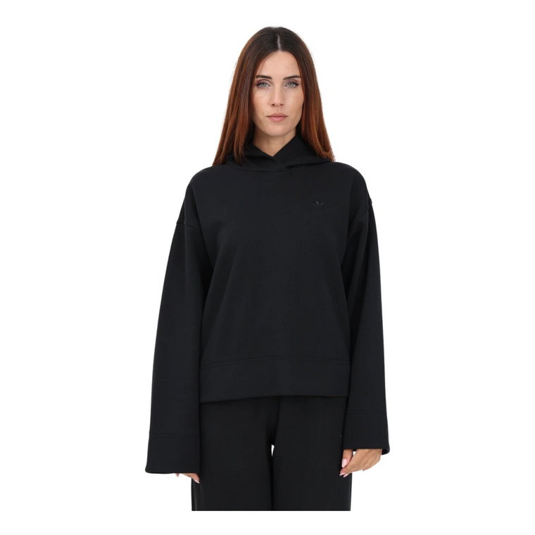 Czarna bluza z kapturem dla kobiet, Oversized, Sportowa, Jesień-zima Ic5247 Adidas Originals