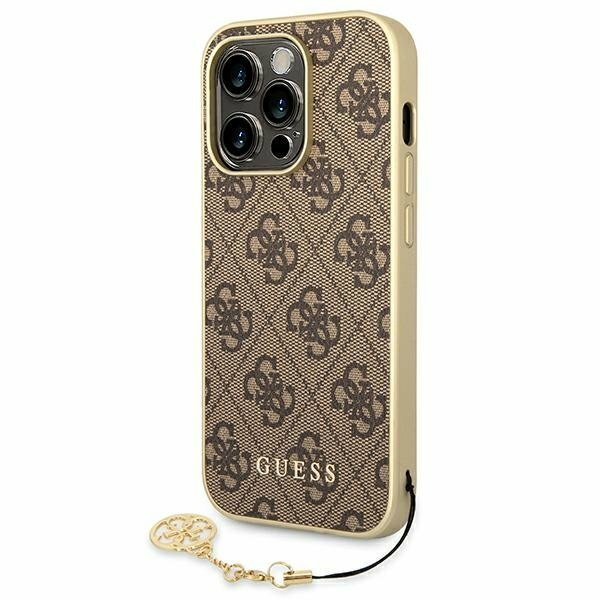 Guess GUHCP14LGF4GBR iPhone 14 Pro 6,1" brązowy/brown hardcase 4G Charms Collection