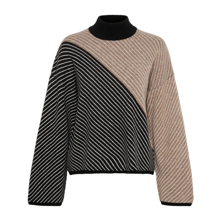 Prążkowany Sweter w kolorze Mocha Grey/Black InWear