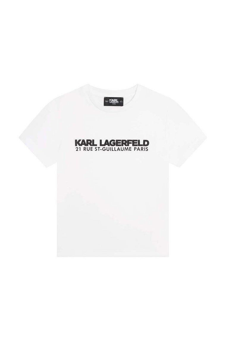 Karl Lagerfeld t-shirt bawełniany dziecięcy kolor biały z nadrukiem