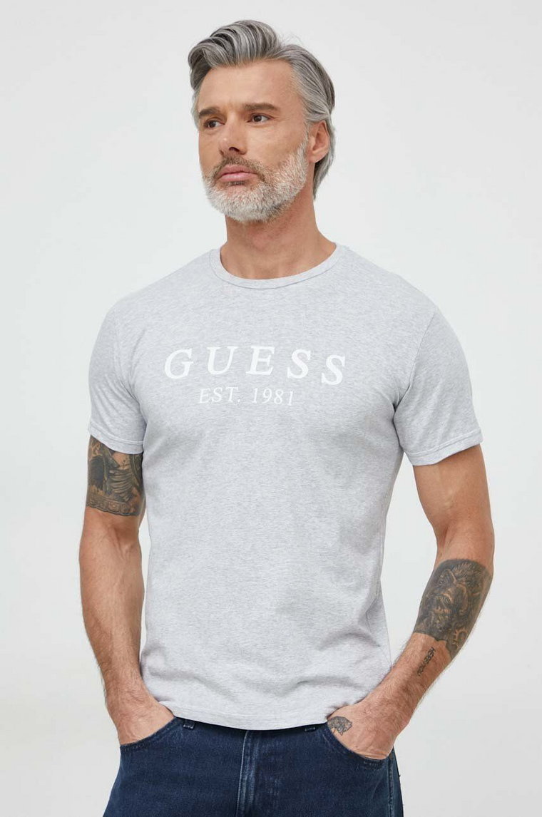 Guess t-shirt męski kolor szary z nadrukiem U4RI22 K6YW0