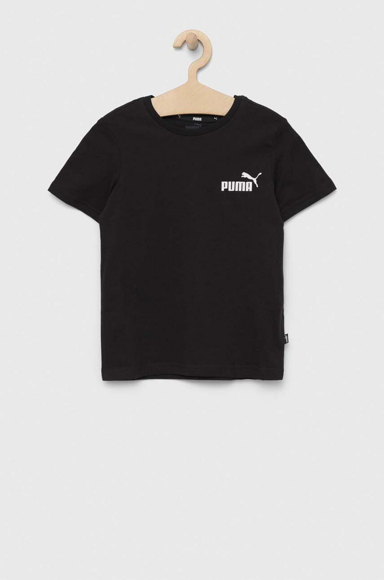 Puma t-shirt bawełniany dziecięcy ESS Small Logo Tee B kolor czarny z nadrukiem