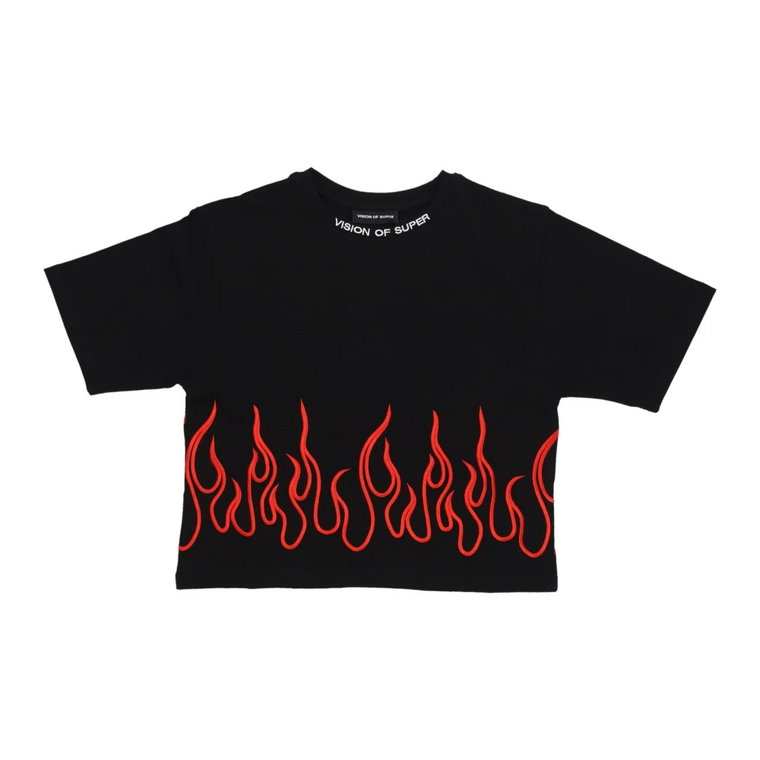 Haftowane Flames Tee - Czarno-Czerwony Vision OF Super