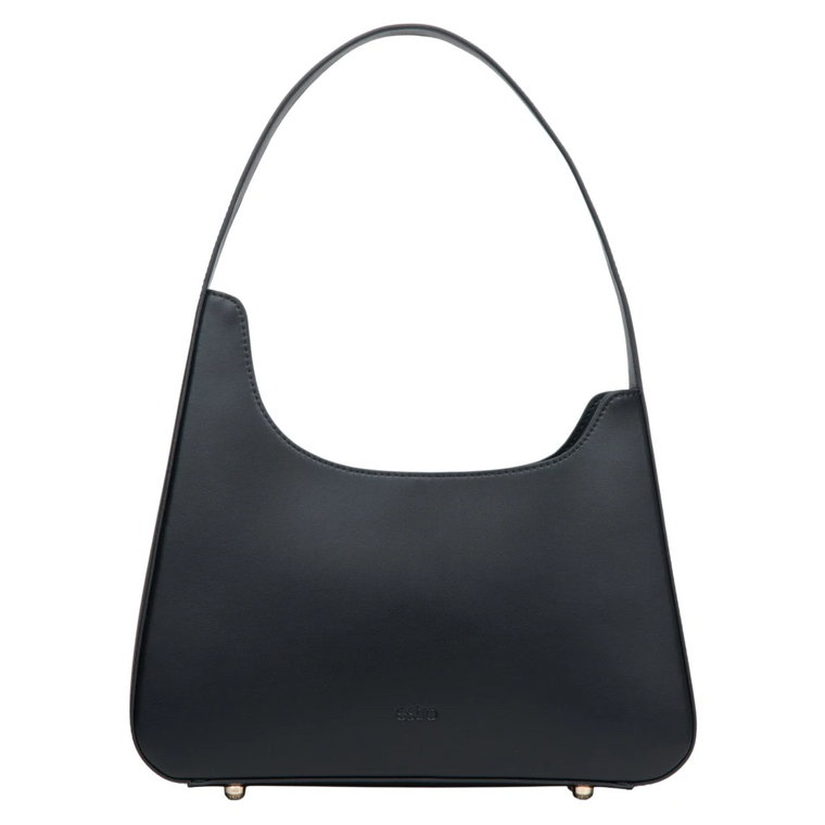 Womens Black Leather Shoulder Bag Estro Er00114932 Estro
