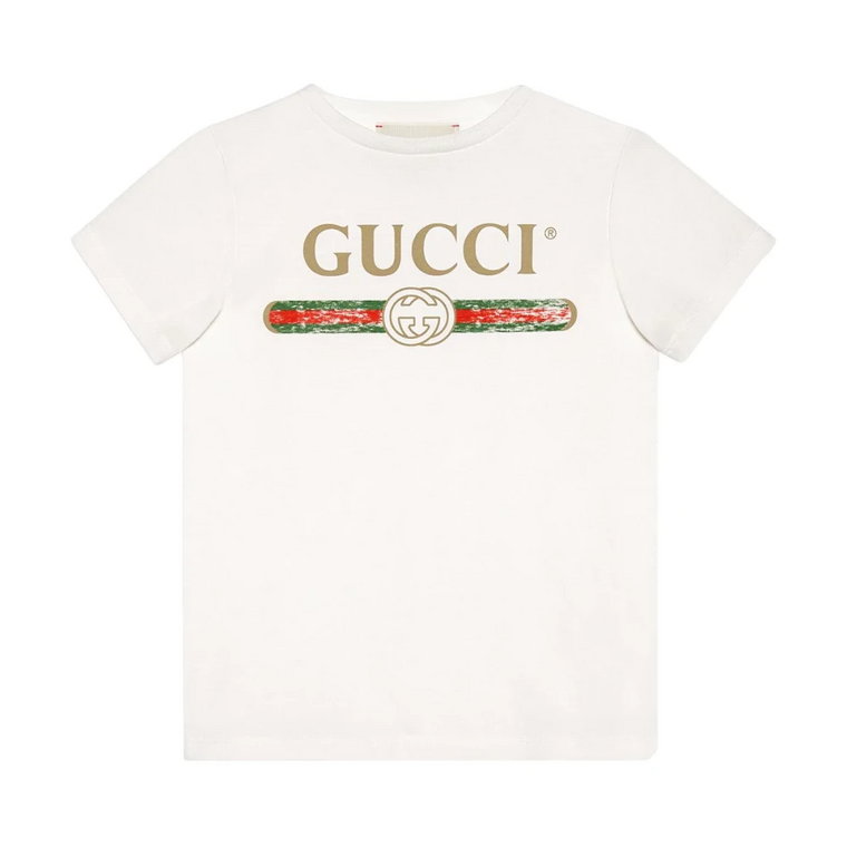 Koszulki i Pola z Wintażowym Logo z Bawełny Gucci
