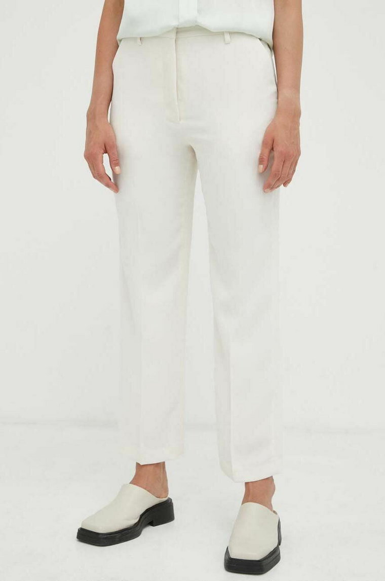 Day Birger et Mikkelsen spodnie damskie kolor beżowy proste high waist