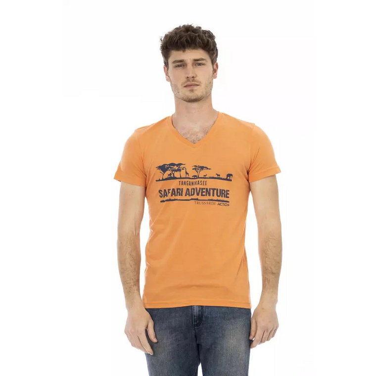 Action Orange T-Shirt z Dekoltem w Szpic Trussardi