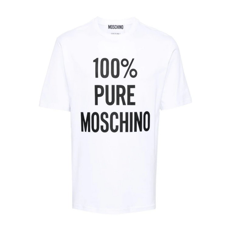 Białe T-shirty i Pola z nadrukiem sloganu Moschino