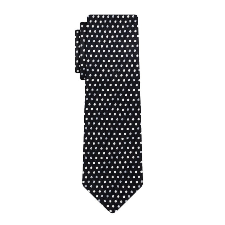 Krawat jedwabny czarny w białe groszki - cieniowany EM 54