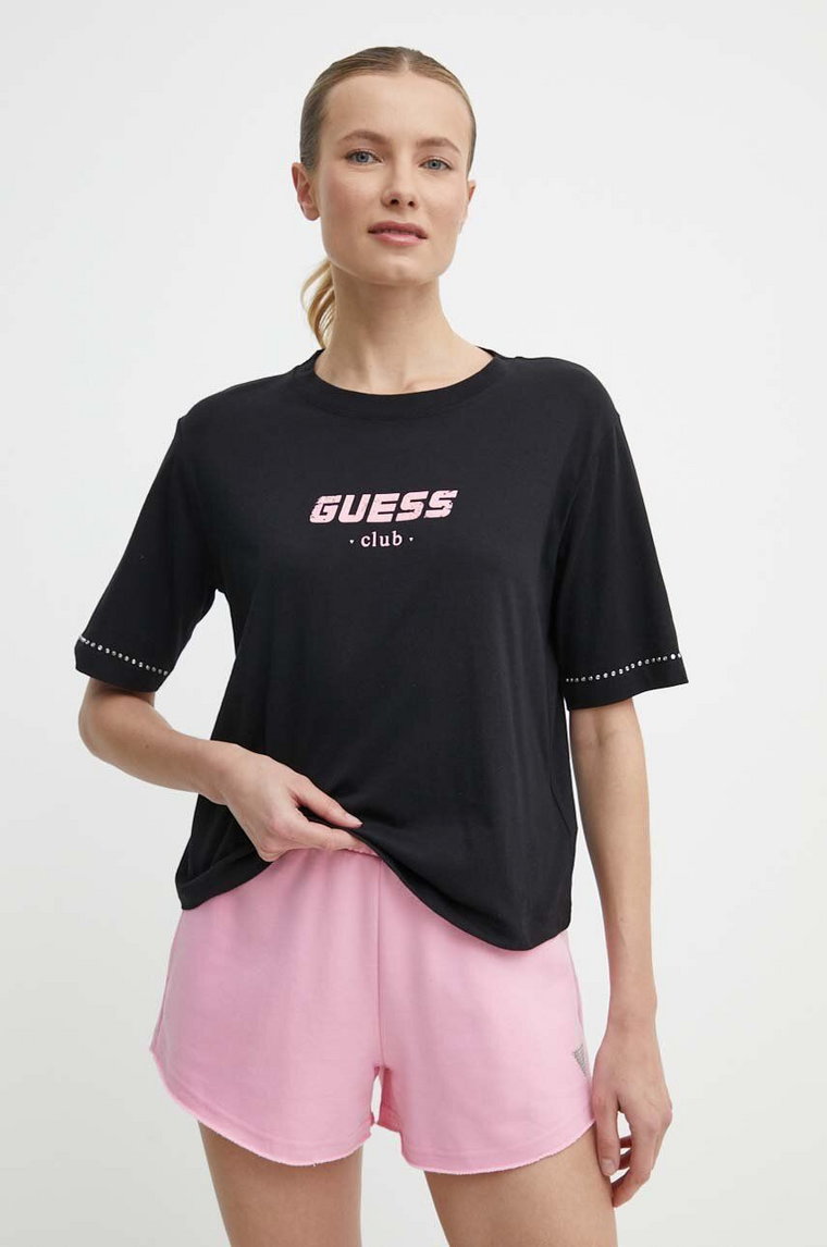 Guess t-shirt bawełniany NATALIA damski kolor czarny V4GI11 JA914