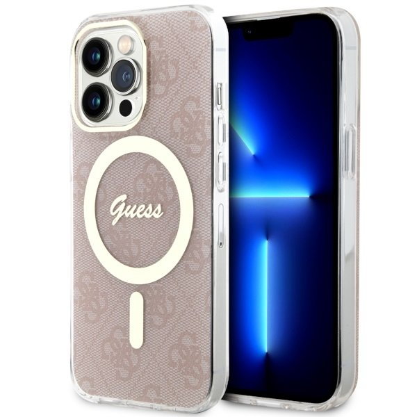 Guess GUHMP13LH4STP iPhone 13 Pro / 13 6.1" różowy/pink hardcase 4G MagSafe