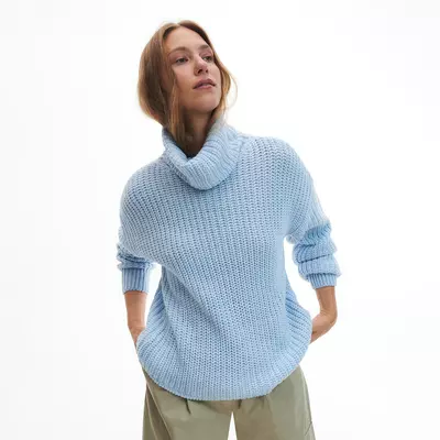 Reserved - Sweter z golfem - Niebieski