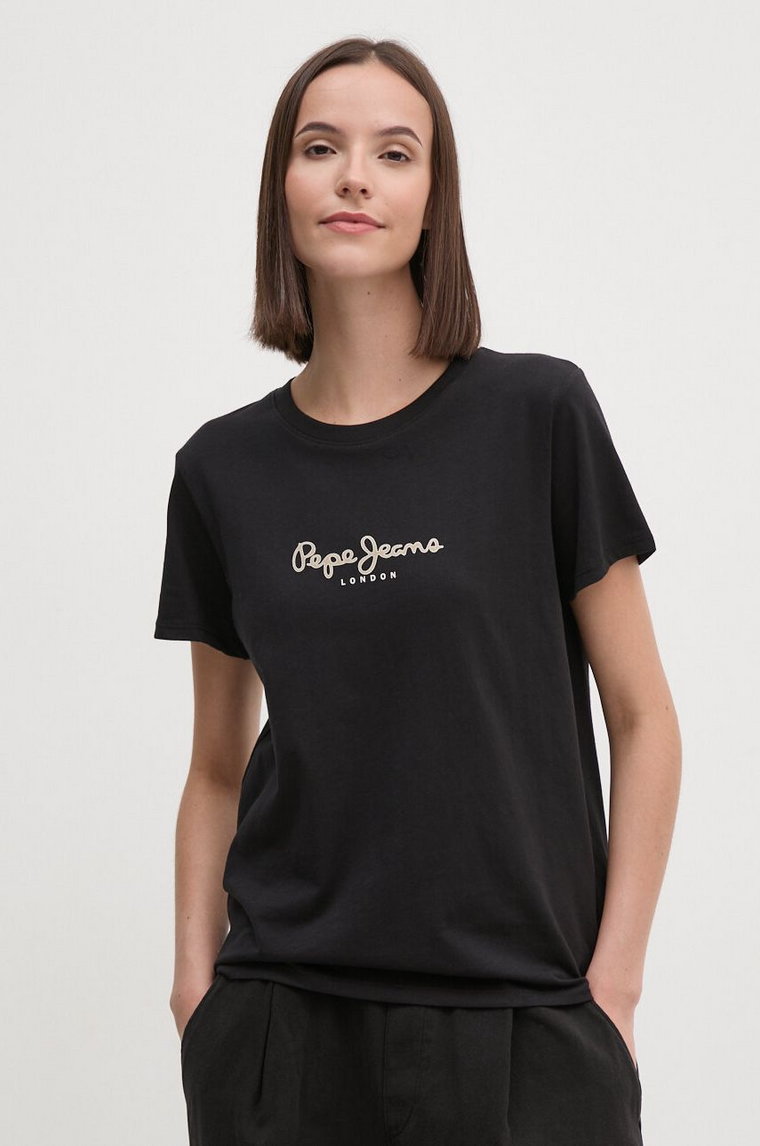 Pepe Jeans t-shirt bawełniany FIORE damski kolor czarny PL505951