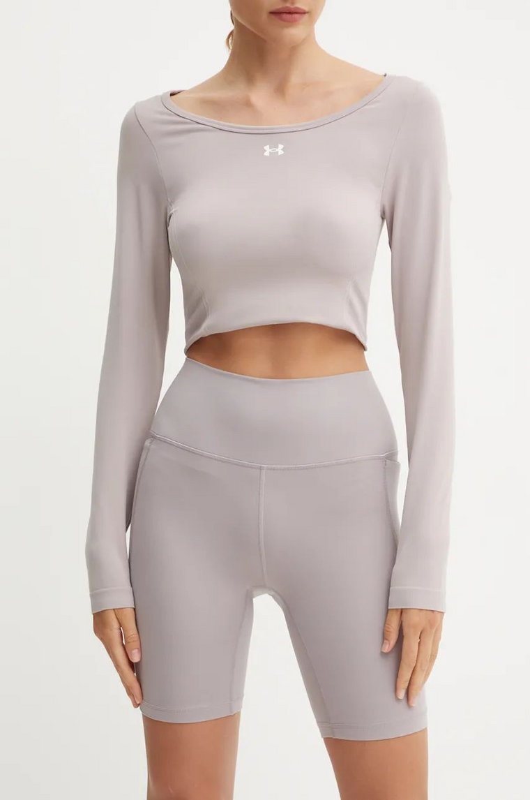 Under Armour szorty treningowe Meridian kolor fioletowy gładkie high waist 1382521